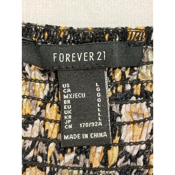 Forever 21 Crochet Floral Sundress L Black Babydoll Maxi Festival Hippie Gypsy - Picture 16 of 16